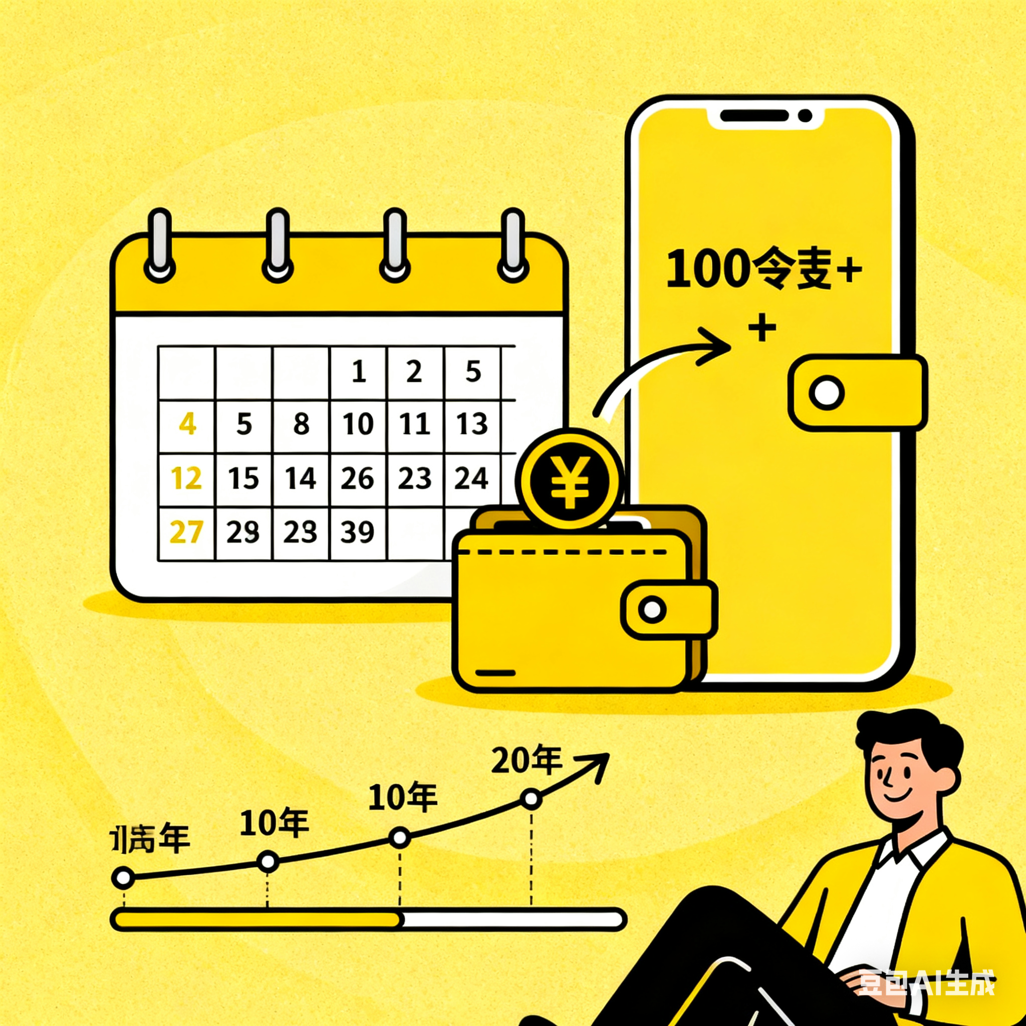 定期定额储蓄复利累积财富示意图（RM20每天存钱）